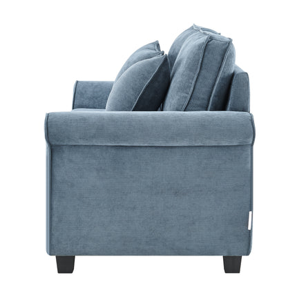 Ramy Corduroy 2 Seater Fold Out Sofa Bed - Blue-Bargainia.com