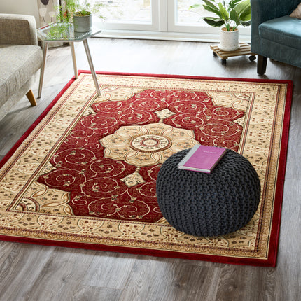 Heritage Hand Carved Red Rug - Washington