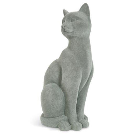 Cat Figurine - Grey Velvet - Sitting-5010792476575-Bargainia.com
