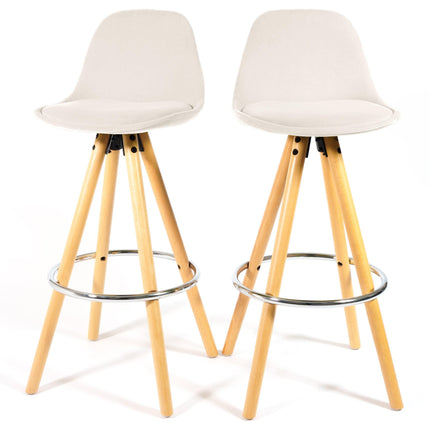 Barcelona Bar Stools - Set Of 2 - Ivory White-5056150252924-Bargainia.com