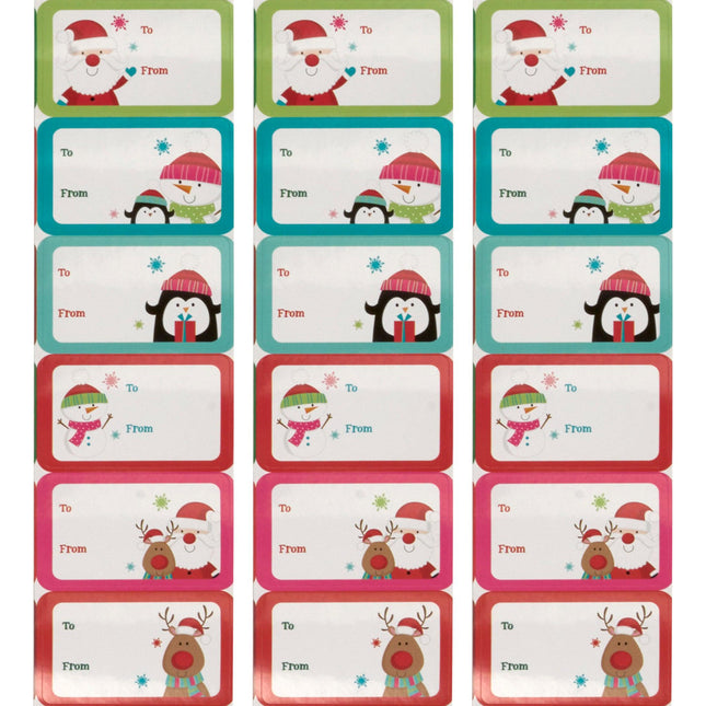 100 Adhesive Christmas Labels - Christmas Characters-5033601729990-Bargainia.com