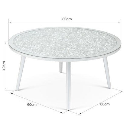 Silver Diamante Centre Coffee Table - Circle - 80cm x 40cm-5010792478951-Bargainia.com