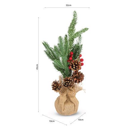 Artificial Pine Tree Christmas Bouquet Table Top Decoration - 45cm-Bargainia.com
