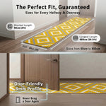 Yellow and Grey Geometric Stair Runner, Aztec Tile Hessian Backed Hallway Runner, 60cm Wide, 9mm Pile, Custom Lengths