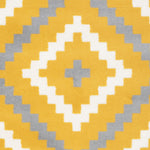 Yellow and Grey Geometric Stair Runner, Aztec Tile Hessian Backed Hallway Runner, 60cm Wide, 9mm Pile, Custom Lengths