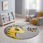 Tapis Licorne jaune et gris - Enfants