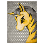 Tapis Licorne jaune et gris - Enfants