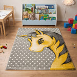 Tapis Licorne jaune et gris - Enfants