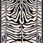 Zebra Print Stair Runner, Black and Cream Animal Print Hessian Backed Hallway Runner, 60cm Wide, 9mm Pile, Custom Length