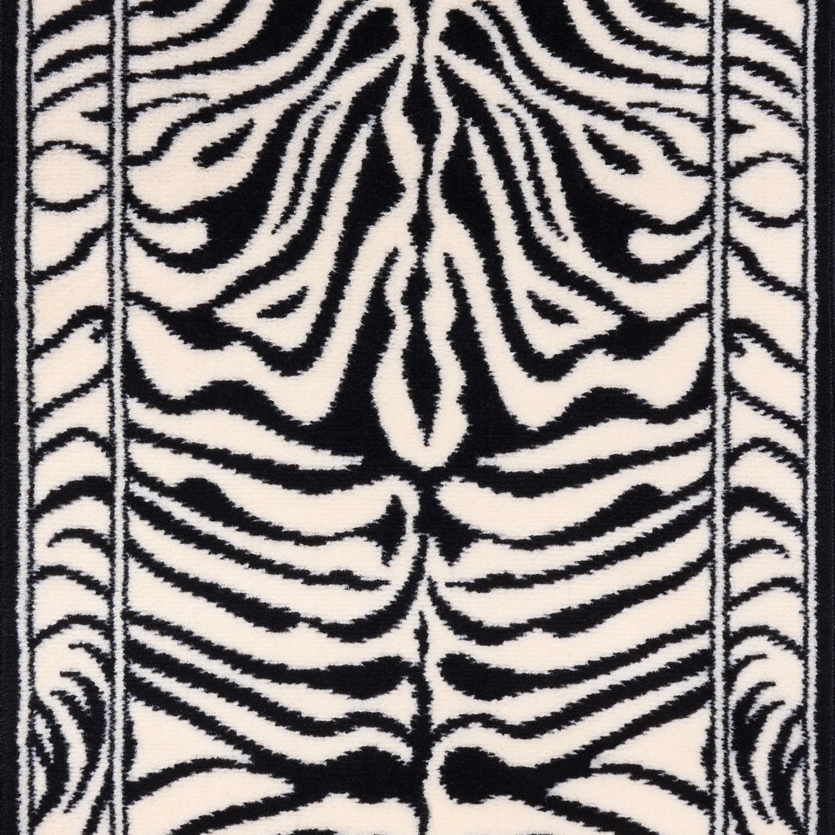 Zebra Print Stair Runner, Black and Cream Animal Print Hessian Backed Hallway Runner, 60cm Wide, 9mm Pile, Custom Length