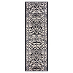 Zebra Print Stair Runner, Black and Cream Animal Print Hessian Backed Hallway Runner, 60cm Wide, 9mm Pile, Custom Length
