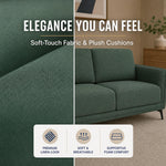 Brixton Green Fabric Sofa Set, 2 Seater and 3 Seater Linen Look Settees with Solid Wood Frame and Steel Legs