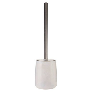 Abaska Off White Marble And Stainless Steel Toilet Brush - Bargainia.com - 5018705352466