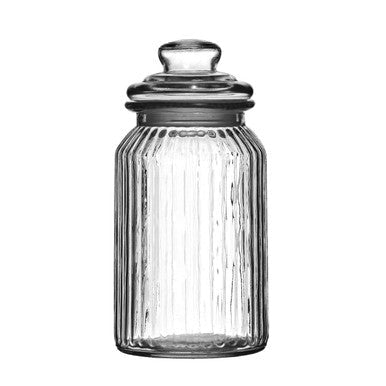 Abbie Ribbed Glass Storage Jar 1300 ml - Bargainia.com - 5018705712819