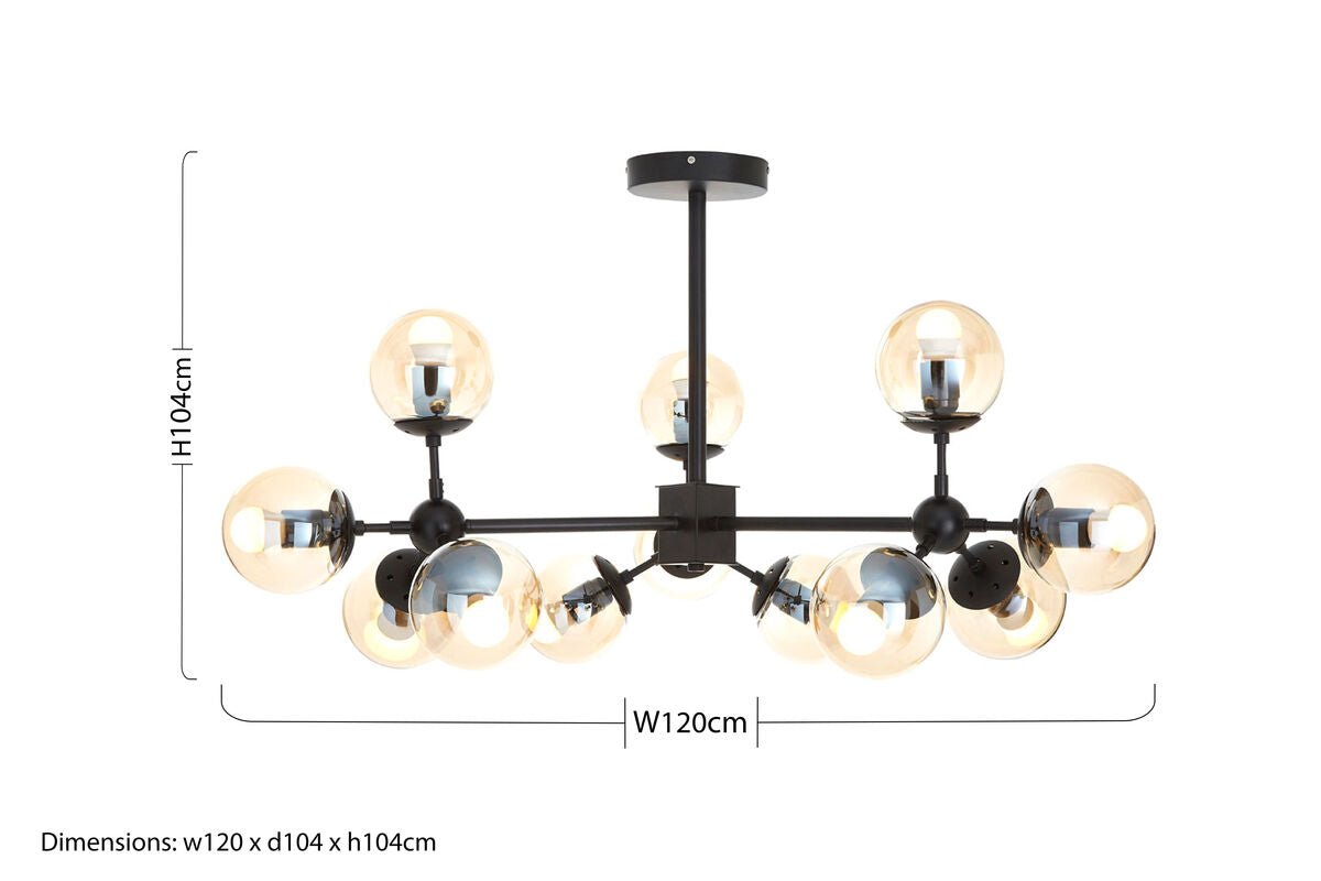 Abira Matte Black 12 Arm Pendant Light - Bargainia.com - 5018705401140