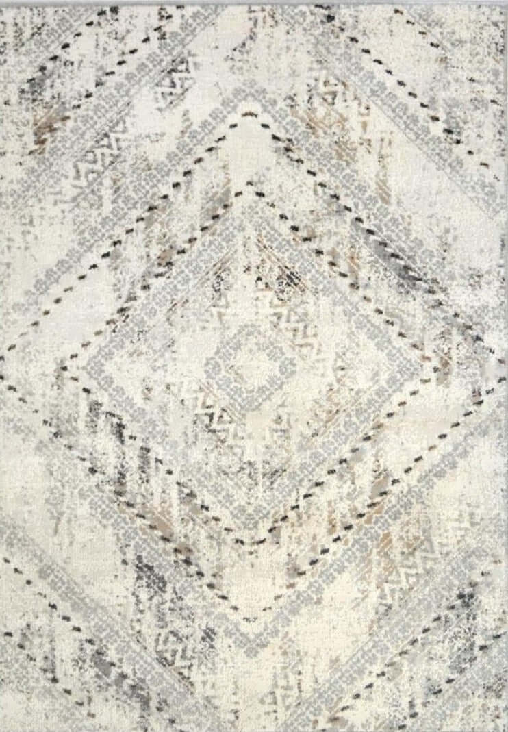 Abstract Vintage Cream & Grey Rug | D176A - Bargainia.com - 