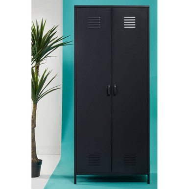 Academy Black Two Door Locker Style Wardrobe - Bargainia.com - 5018705952277