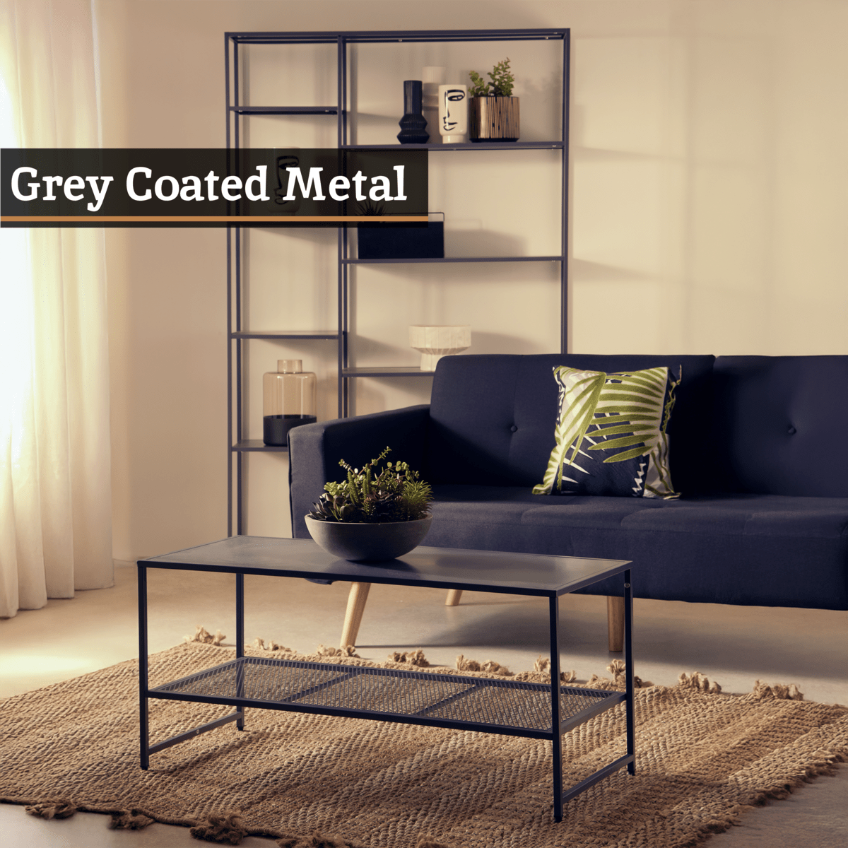 Acero Grey Metal Coffee Table - Bargainia.com - 5018705952529