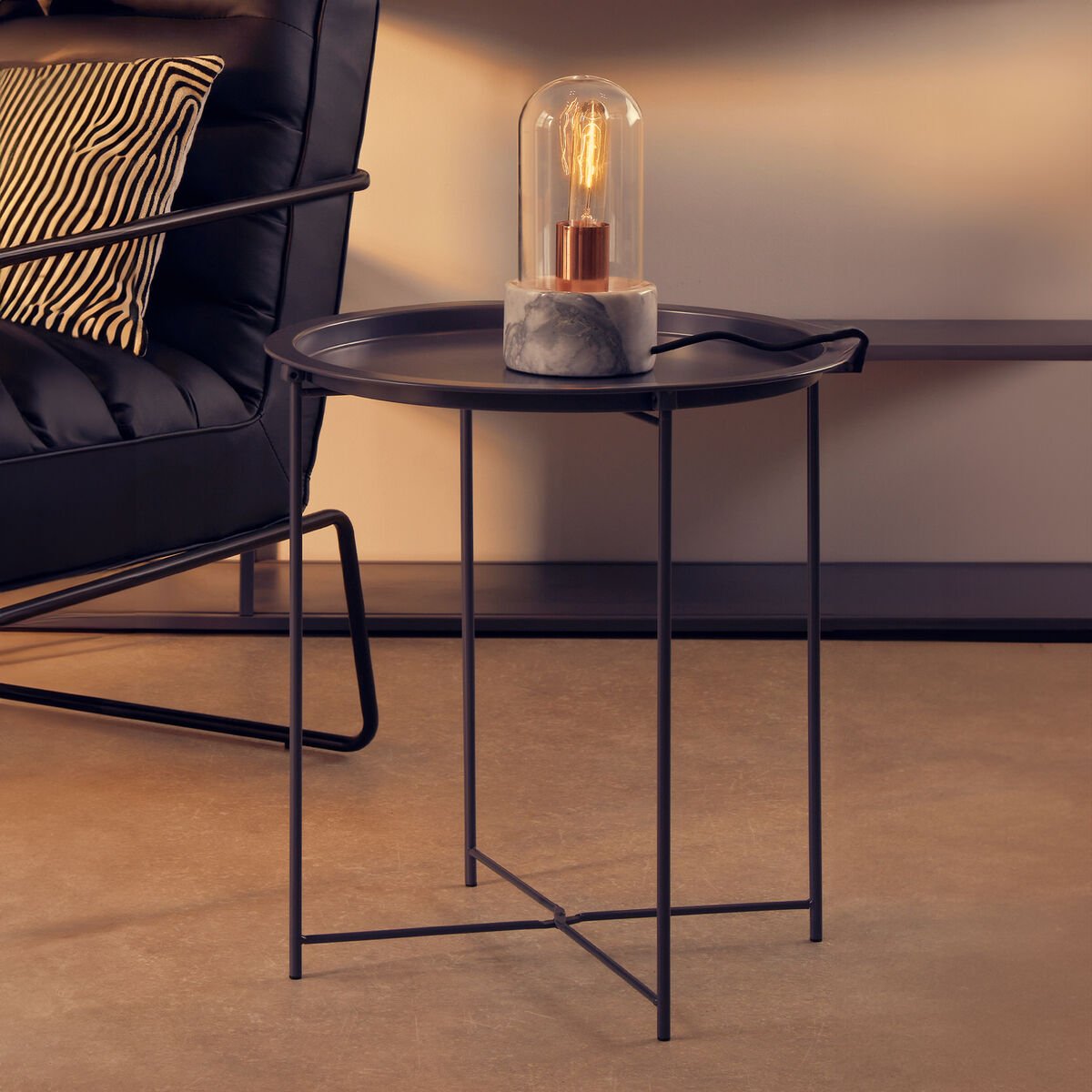 Acero Grey Metal Round Side Table - Bargainia.com - 5018705952666