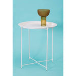 Acero White Metal Round Side Table - Bargainia.com - 5018705952659