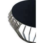 Ackley Silver Round Coffee Table with Black Glass - Bargainia.com - 5018705475769