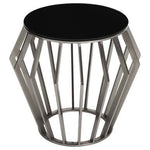 Ackley Silver Round Side Table with Black Glass - Bargainia.com - 5018705475745
