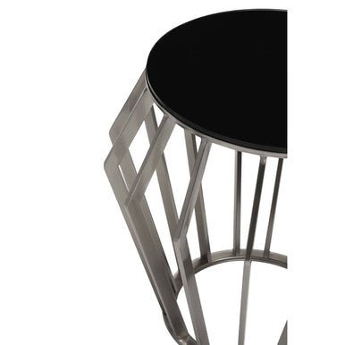 Ackley Silver Round Side Table with Black Glass - Bargainia.com - 5018705475745