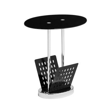 Adam Black Glass Side Table with Magazine Rack - Bargainia.com - 5018705604947