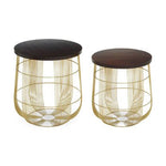 Agra Set Of 2 Side Tables In Mango Wood And Brass Finish - Bargainia.com - 5018705443577