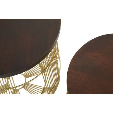Agra Set Of 2 Side Tables In Mango Wood And Brass Finish - Bargainia.com - 5018705443577
