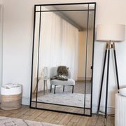 Aimi - Full Length Black Metal Rectangle Window Mirror - 200cm x 120cm - Bargainia.com - 5061083360011 - AIM200120BLK