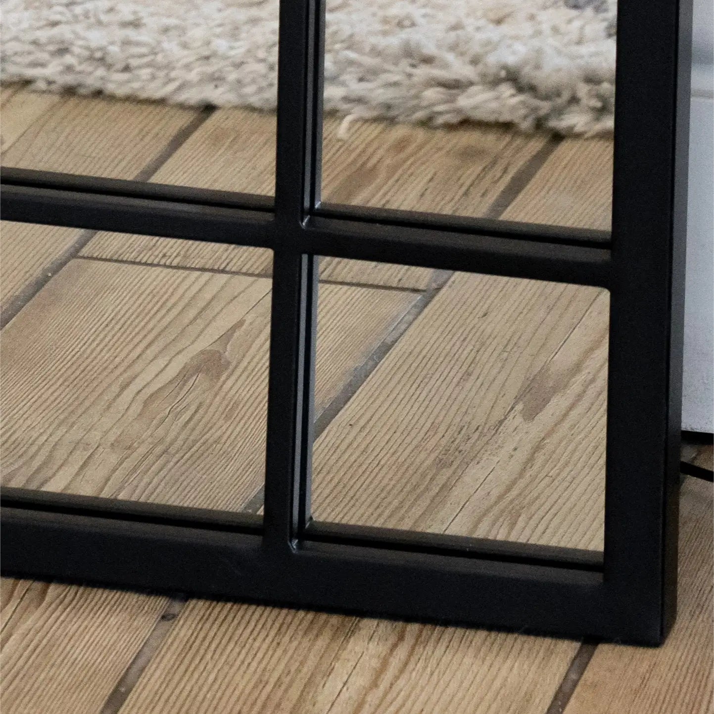 Aimi - Full Length Black Metal Rectangle Window Mirror - 200cm x 120cm - Bargainia.com - 