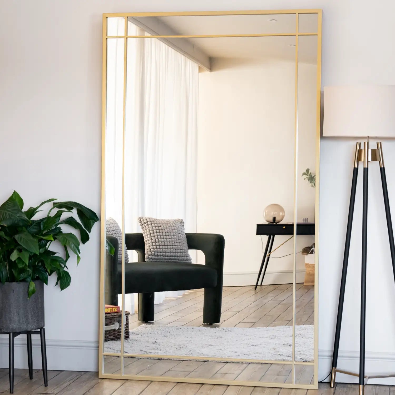 Aimi - Full Length Gold Metal Rectangle Window Mirror - 200cm x 120cm - Bargainia.com - 5065017296940 - AIM200120GLD
