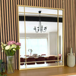 Aimi - Gold Metal Rectangle Window Mirror - 95cm x 120cm. - Bargainia.com - 