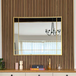 Aimi - Gold Metal Rectangle Window Mirror - 95cm x 120cm. - Bargainia.com - 