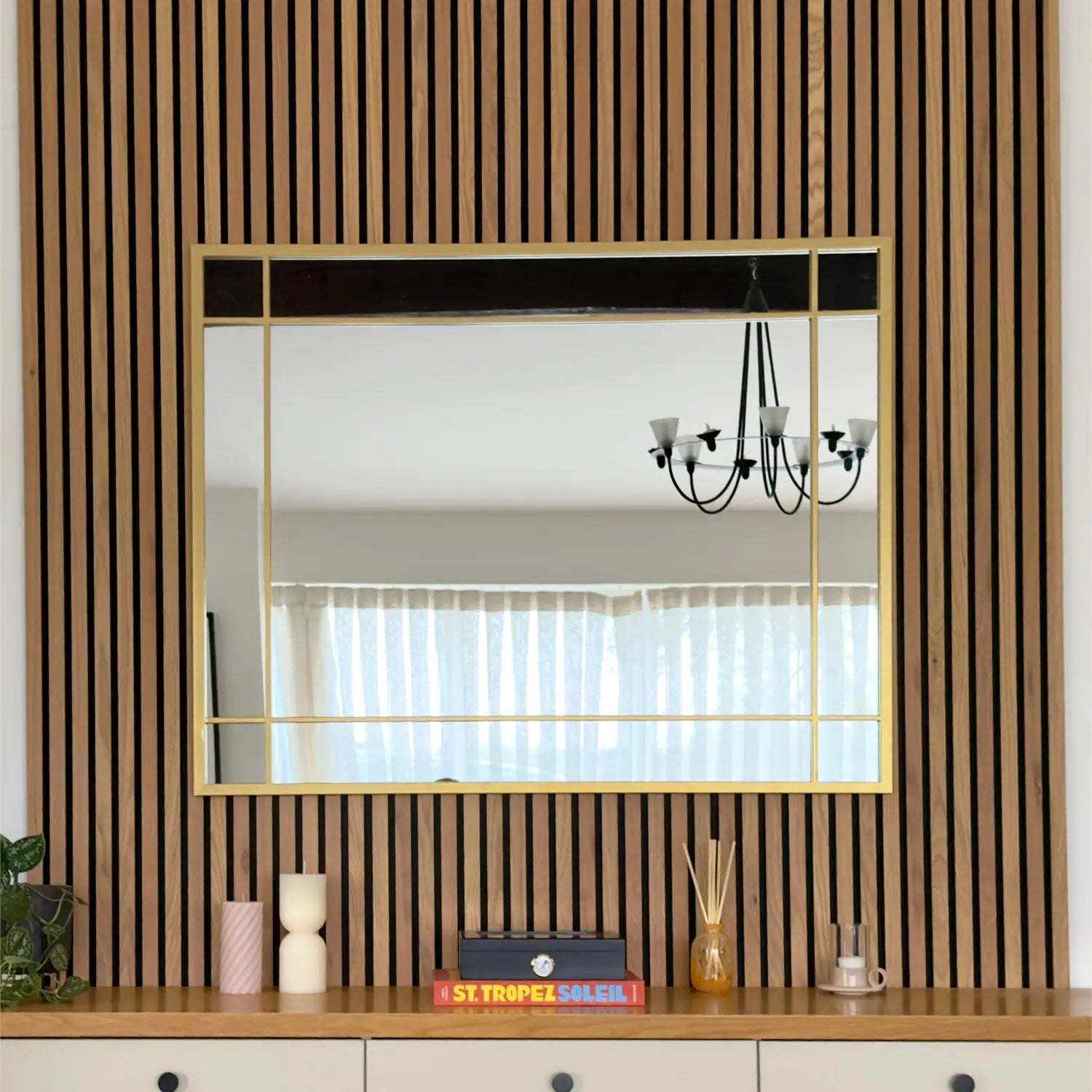 Aimi - Gold Metal Rectangle Window Mirror - 95cm x 120cm. - Bargainia.com - 5061083360059 - AIM12095GLD