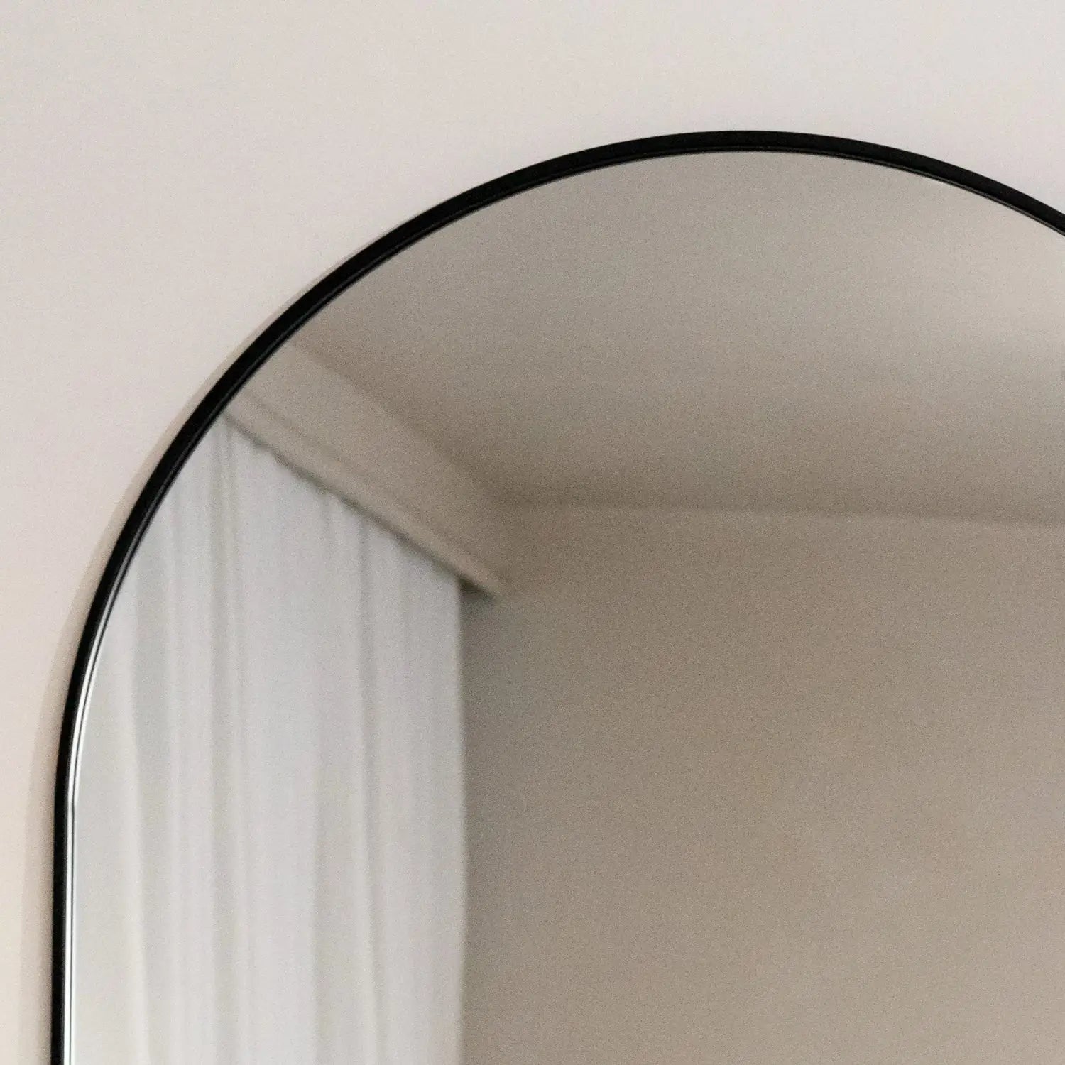 Akiko - Full Length Black Metal Arched Mirror - 180cm x 105cm. - Bargainia.com - 