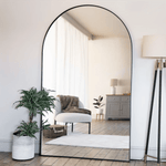 Akiko - Full Length Black Metal Arched Mirror - 180cm x 105cm. - Bargainia.com - 