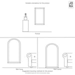 Akiko - Full Length Black Metal Arched Mirror - 180cm x 105cm. - Bargainia.com - 