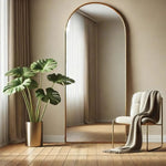 Akiko - Full Length Gold Metal Arched Mirror - 160cm x 60cm - Bargainia.com - 