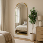 Akiko - Full Length Gold Metal Arched Mirror - 160cm x 60cm - Bargainia.com - 