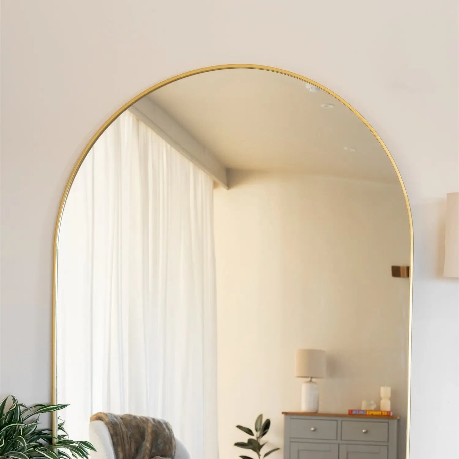 Akiko - Full Length Gold Metal Arched Mirror - 200cm x 120cm - Bargainia.com - 5065017296810 - AKI200120GLD