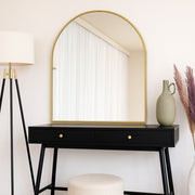 Akiko - Gold Metal Arched Mirror - 120cm x 95cm - Bargainia.com - 5061083361278 - AKI12095GLD