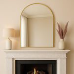 Akiko - Gold Metal Arched Mirror - 120cm x 95cm - Bargainia.com - 