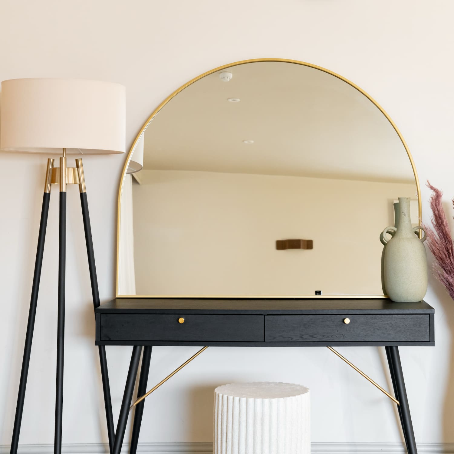 Akiko - Gold Metal Arched Mirror - 95cm x 120cm - Bargainia.com - 5065017296773 - AKI95120GLD