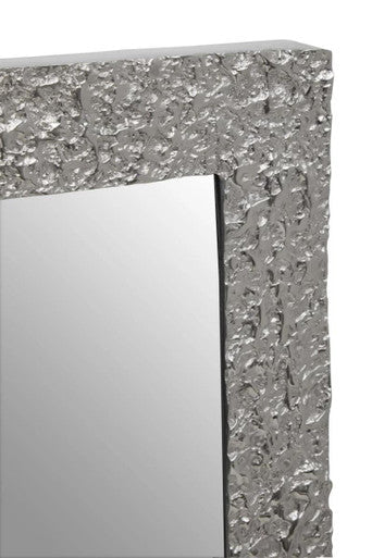 Akola Textured Silver Frame Rectangular Wall Mirror - Bargainia.com - 5018705988061