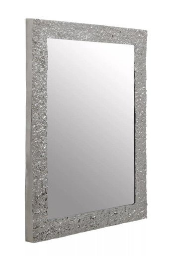 Akola Textured Silver Frame Rectangular Wall Mirror - Bargainia.com - 5018705988061