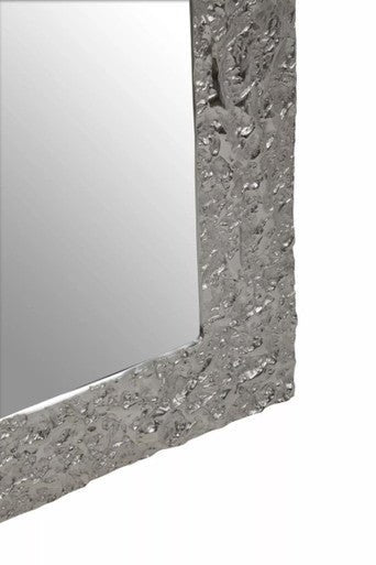 Akola Textured Silver Frame Rectangular Wall Mirror - Bargainia.com - 5018705988061