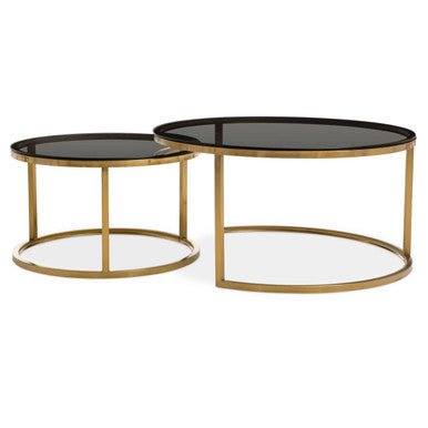 Alana Set of 2 Gold and Black Round Nesting Coffee Tables - Bargainia.com - 5018705533414