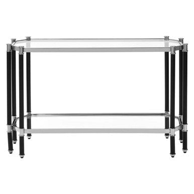 Allessi Silver and Black Console Table with Glass Top - Bargainia.com - 5018705475912